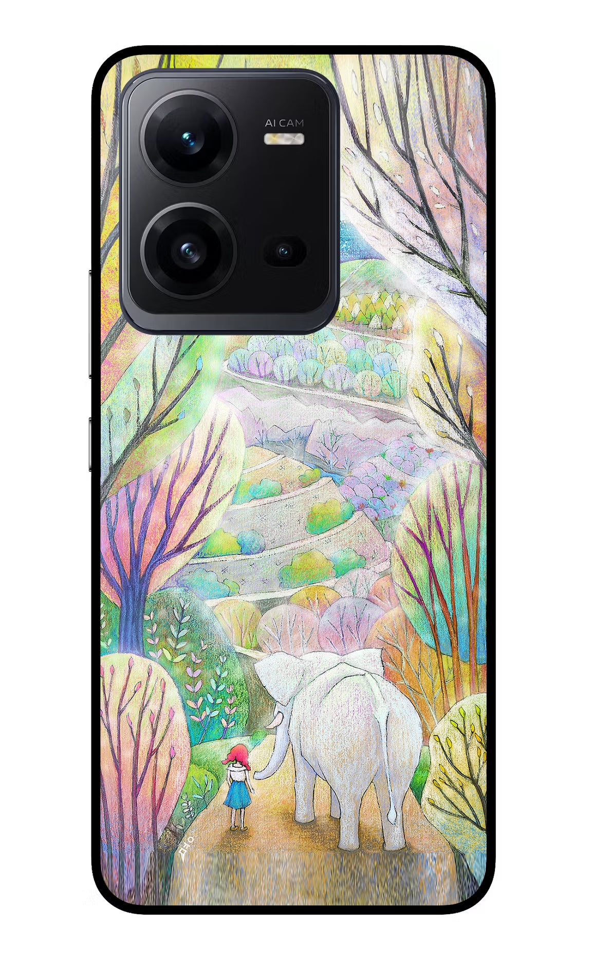 Nature Painting Vivo V25 5G Glass Case Back Cover by Casekaro