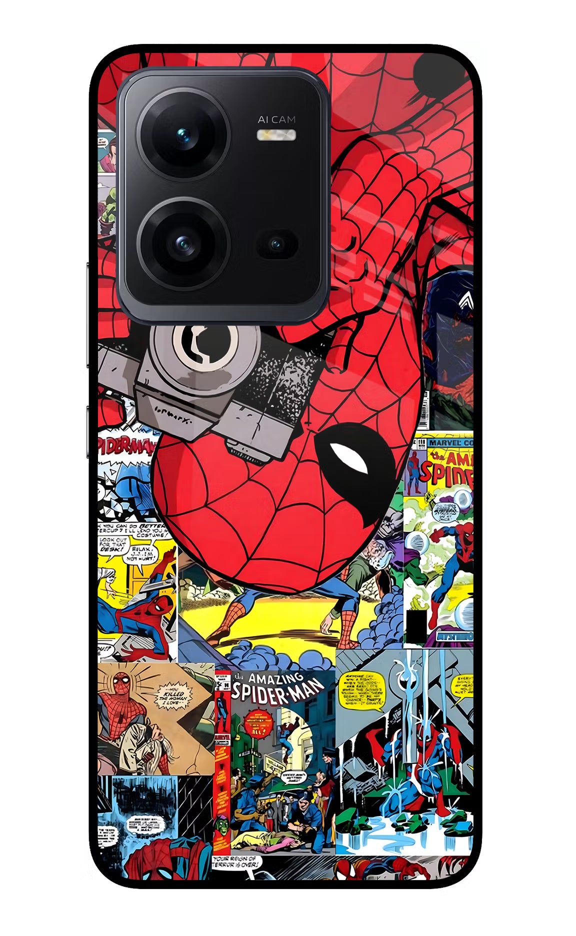 Spider Man Vivo V25 5G Glass Case Back Cover by Casekaro