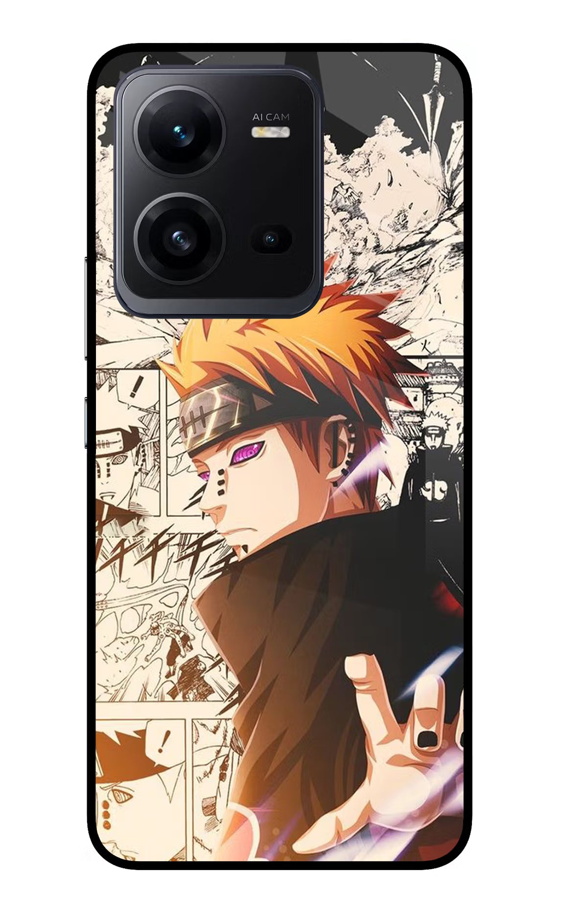Pain Anime Vivo V25 5G Glass Case Back Cover by Casekaro
