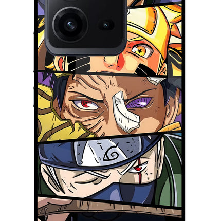 Naruto Character Vivo V25 5G Glass Case Back Cover by Casekaro