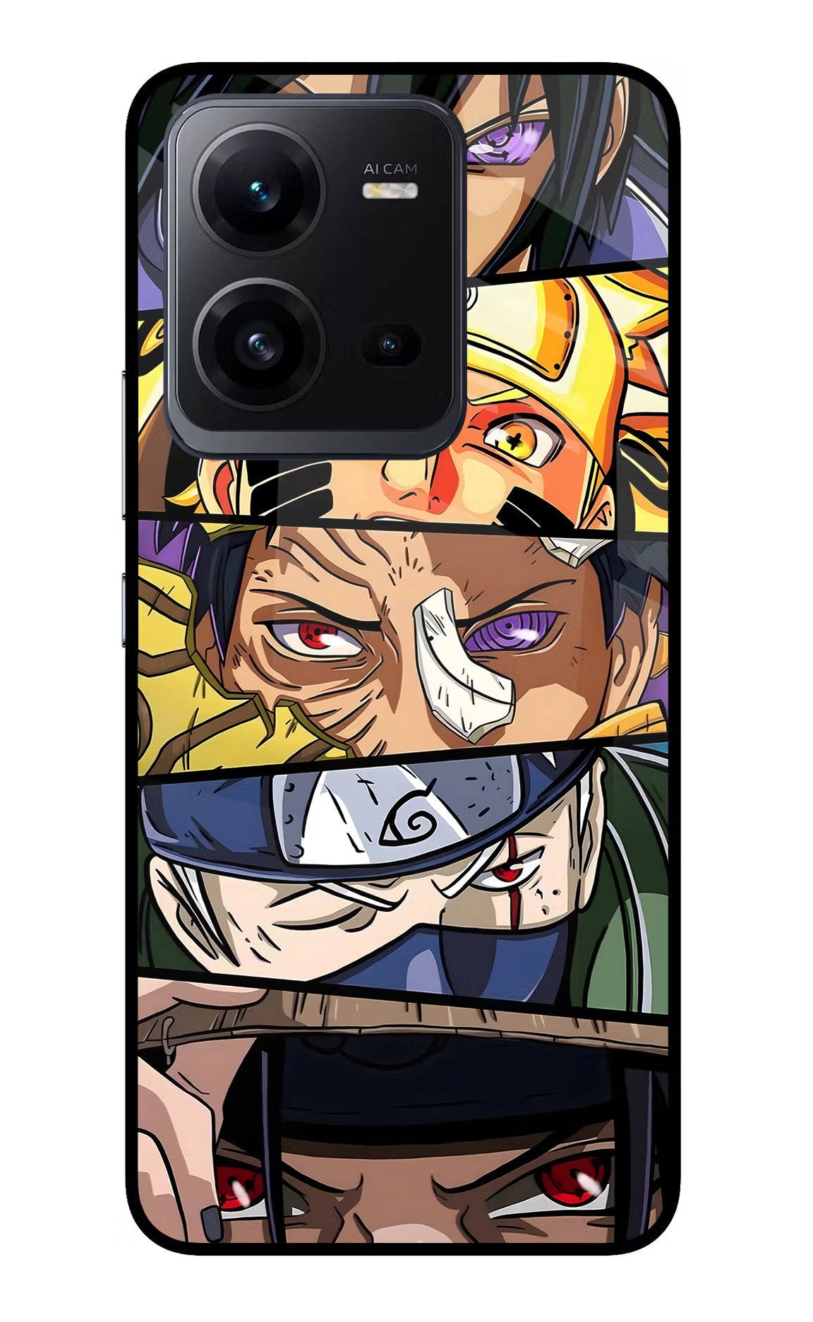 Naruto Character Vivo V25 5G Glass Case Back Cover by Casekaro