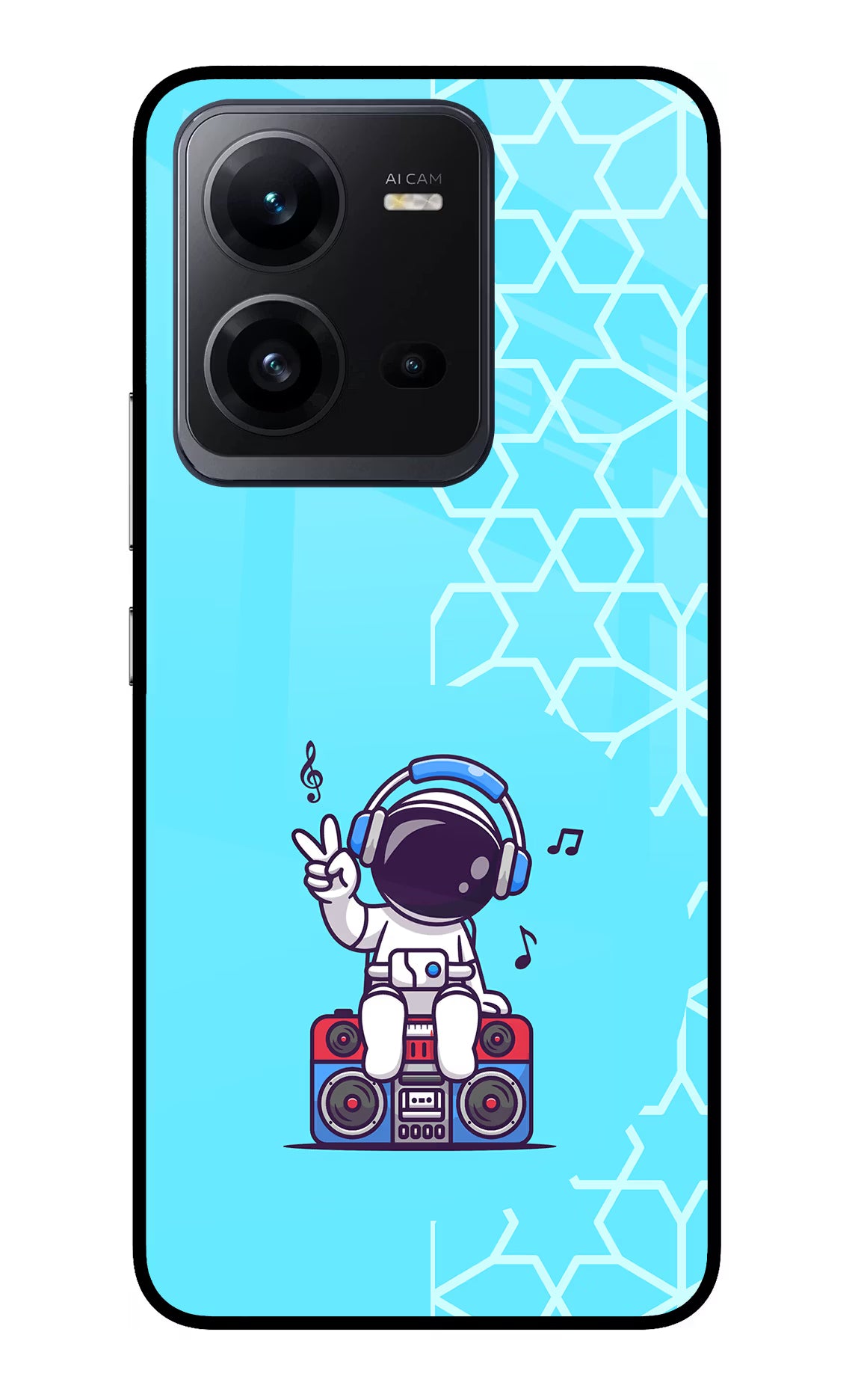 Cute Astronaut Chilling Vivo V25 5G Glass Case