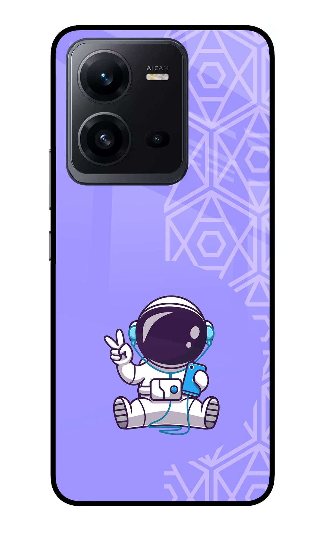 Cute Astronaut Chilling Vivo V25 5G Glass Case