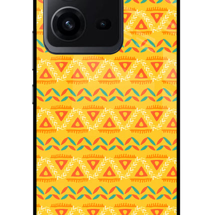 Tribal Pattern Vivo V25 5G Glass Case Back Cover by Casekaro