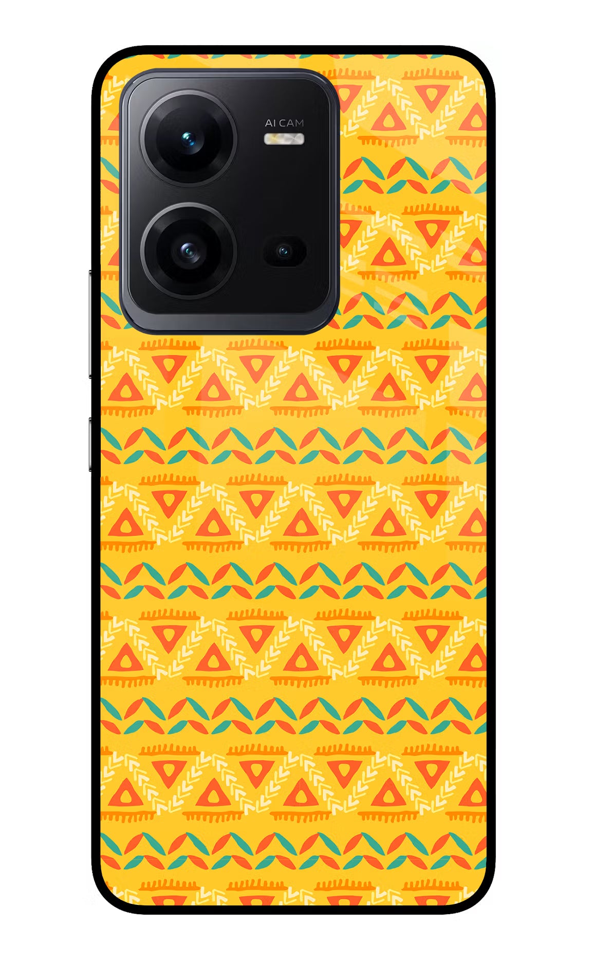 Tribal Pattern Vivo V25 5G Glass Case Back Cover by Casekaro