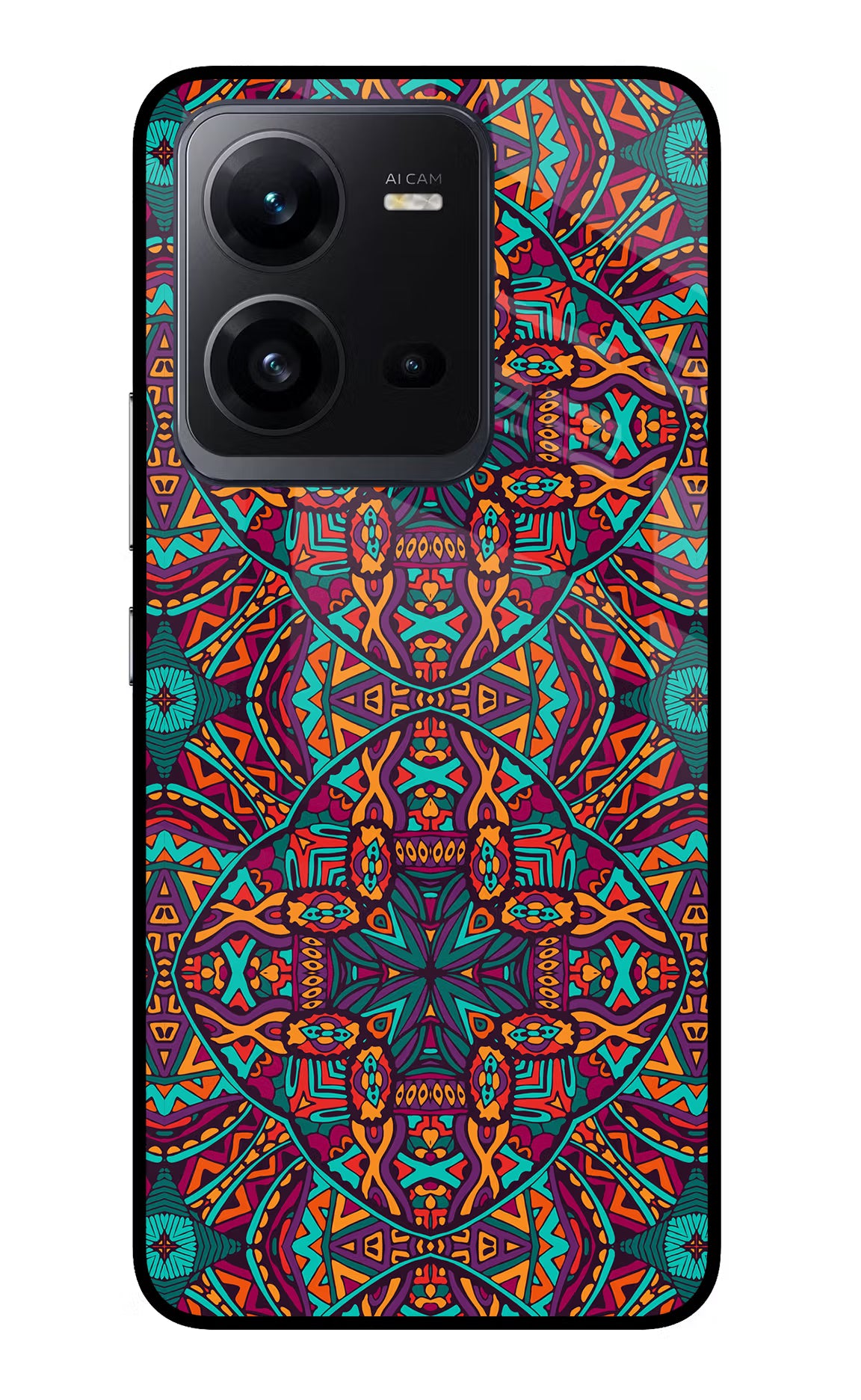 Colour Mandala Vivo V25 5G Glass Case Back Cover by Casekaro