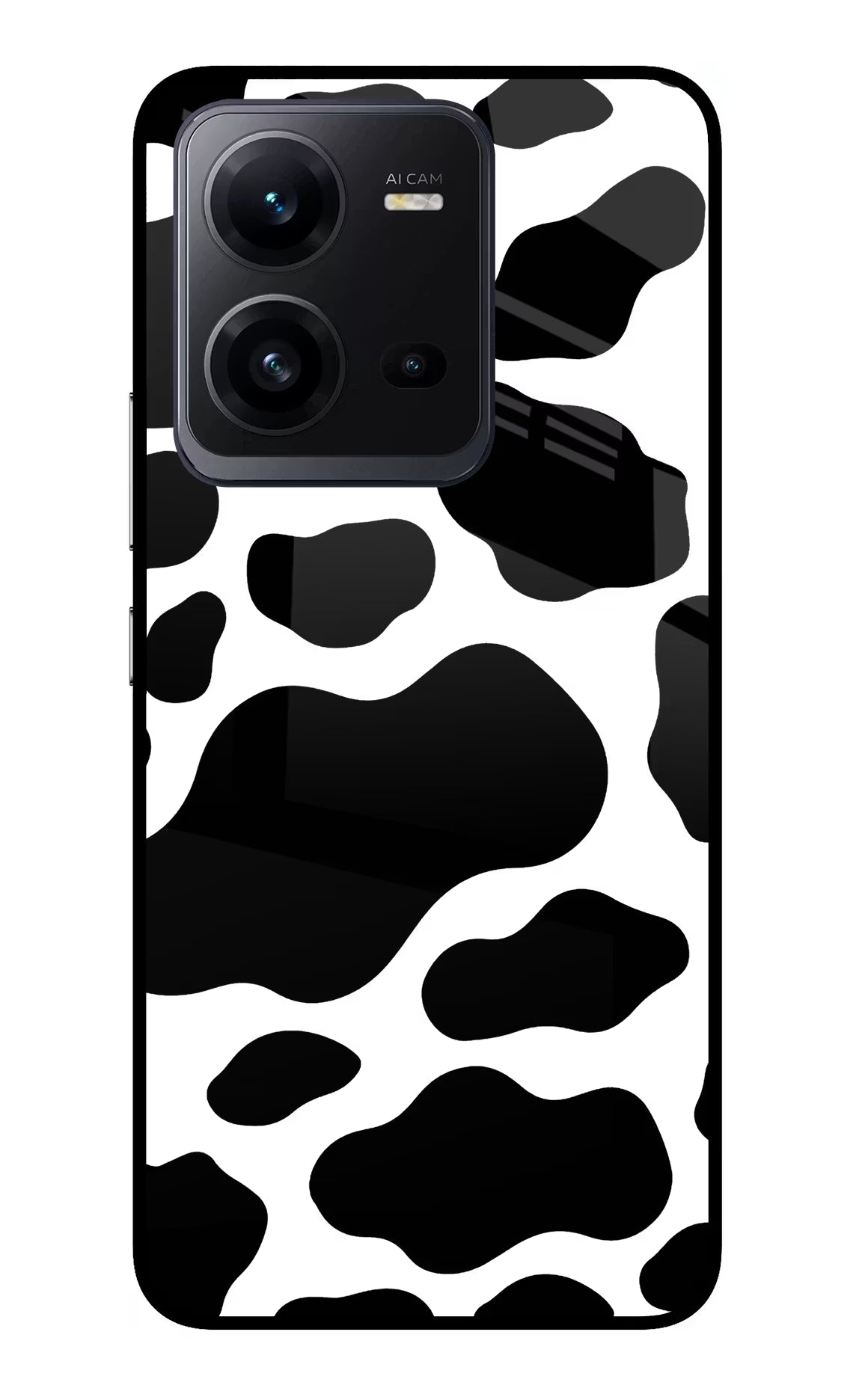 Cow Spots Vivo V25 5G Glass Case Back Cover by Casekaro