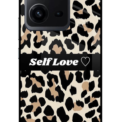 Leopard Print Self Love Vivo V25 5G Glass Case