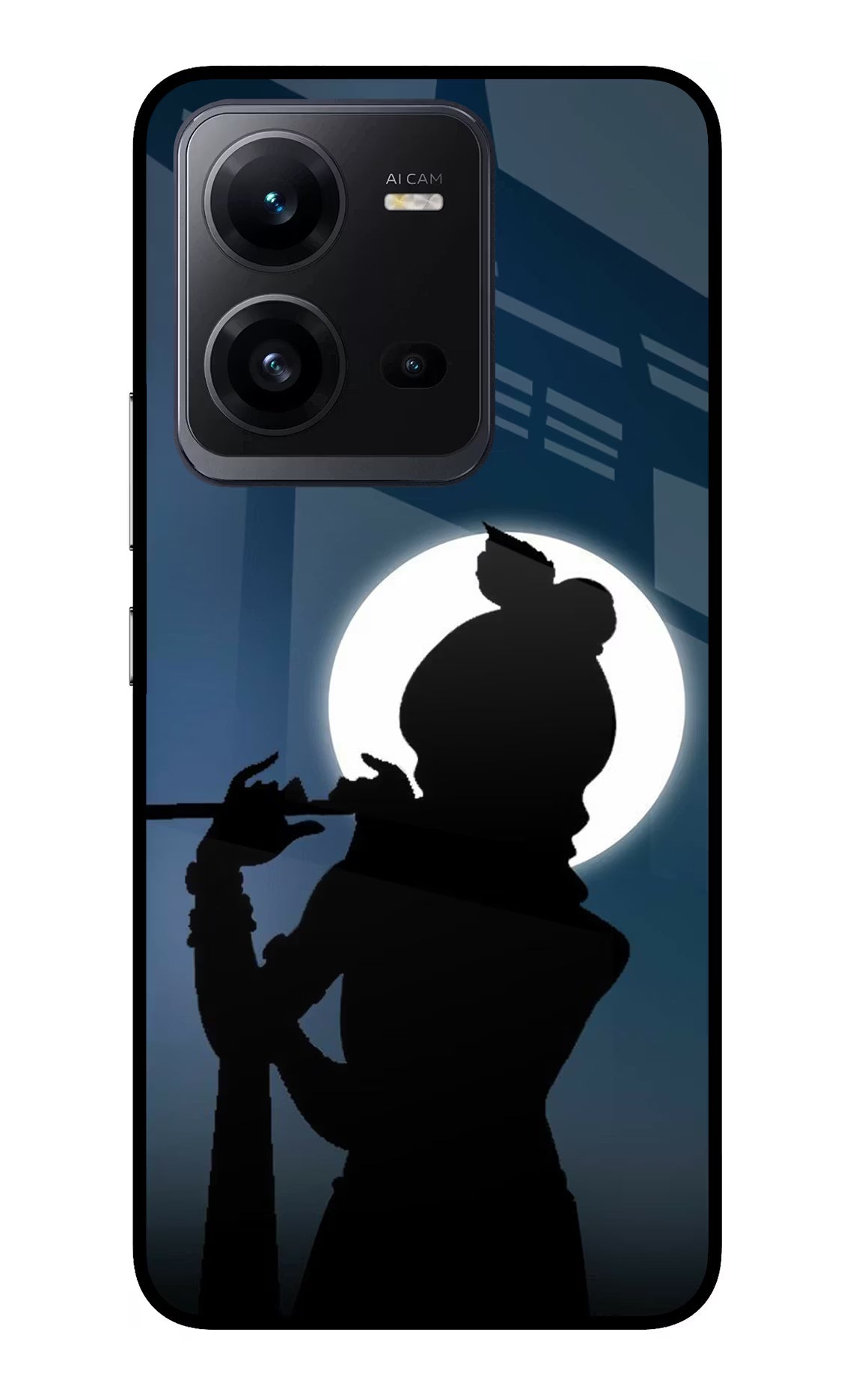Shri Krishna Silhouette Vivo V25 5G Glass Case Back Cover by Casekaro