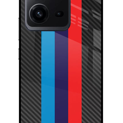 BMW Stripes Pattern Vivo V25 5G Glass Case Back Cover by Casekaro