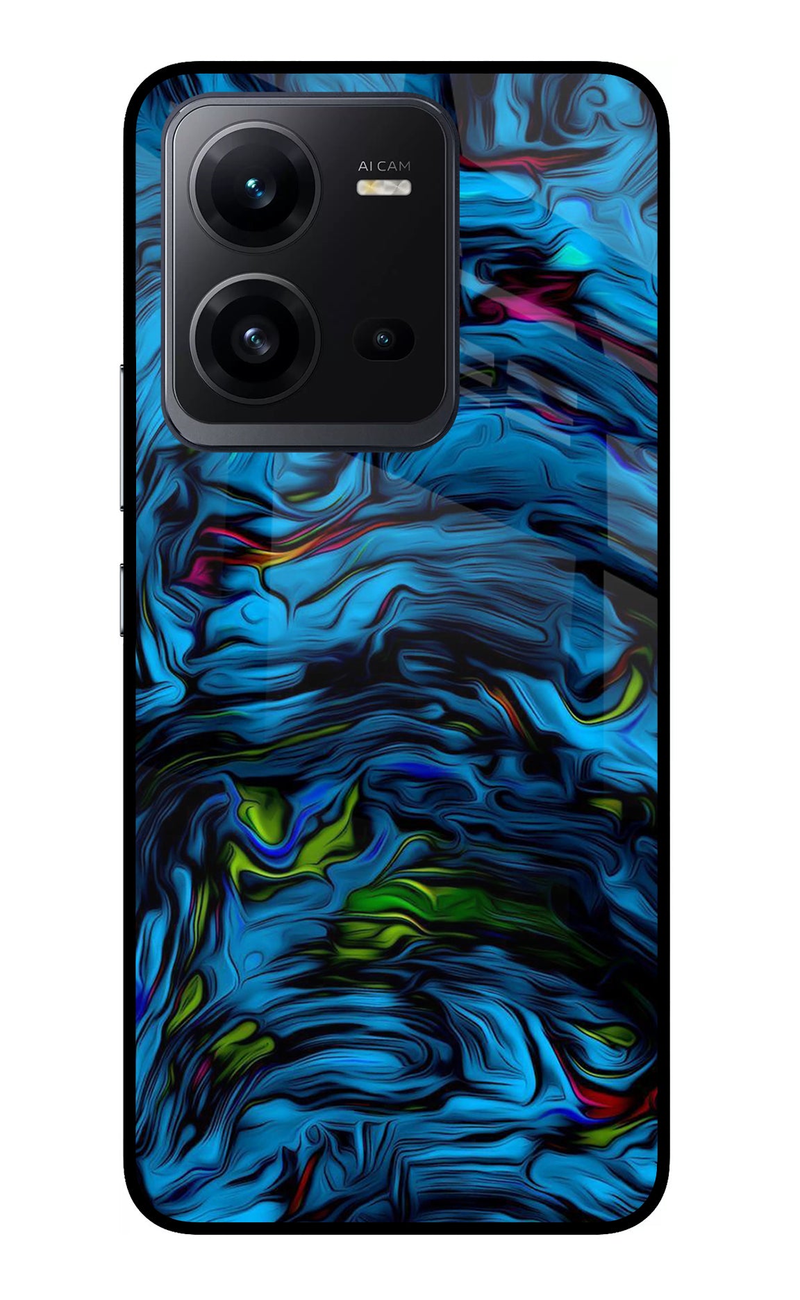 Dark Blue Abstract Vivo V25 5G Glass Case