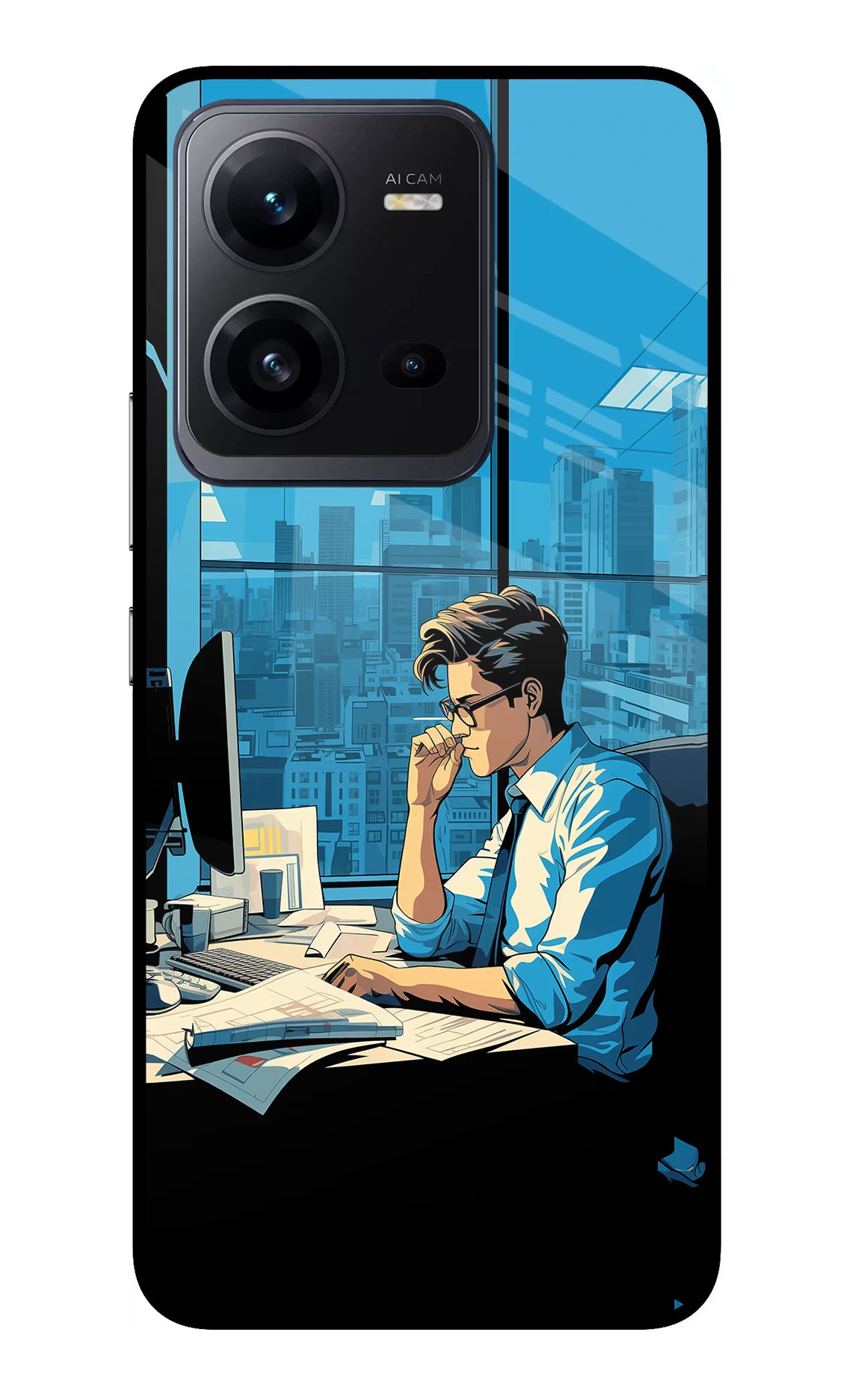 Focused Hustler (AI Generated) Vivo V25 5G Glass Case Back Cover by Casekaro