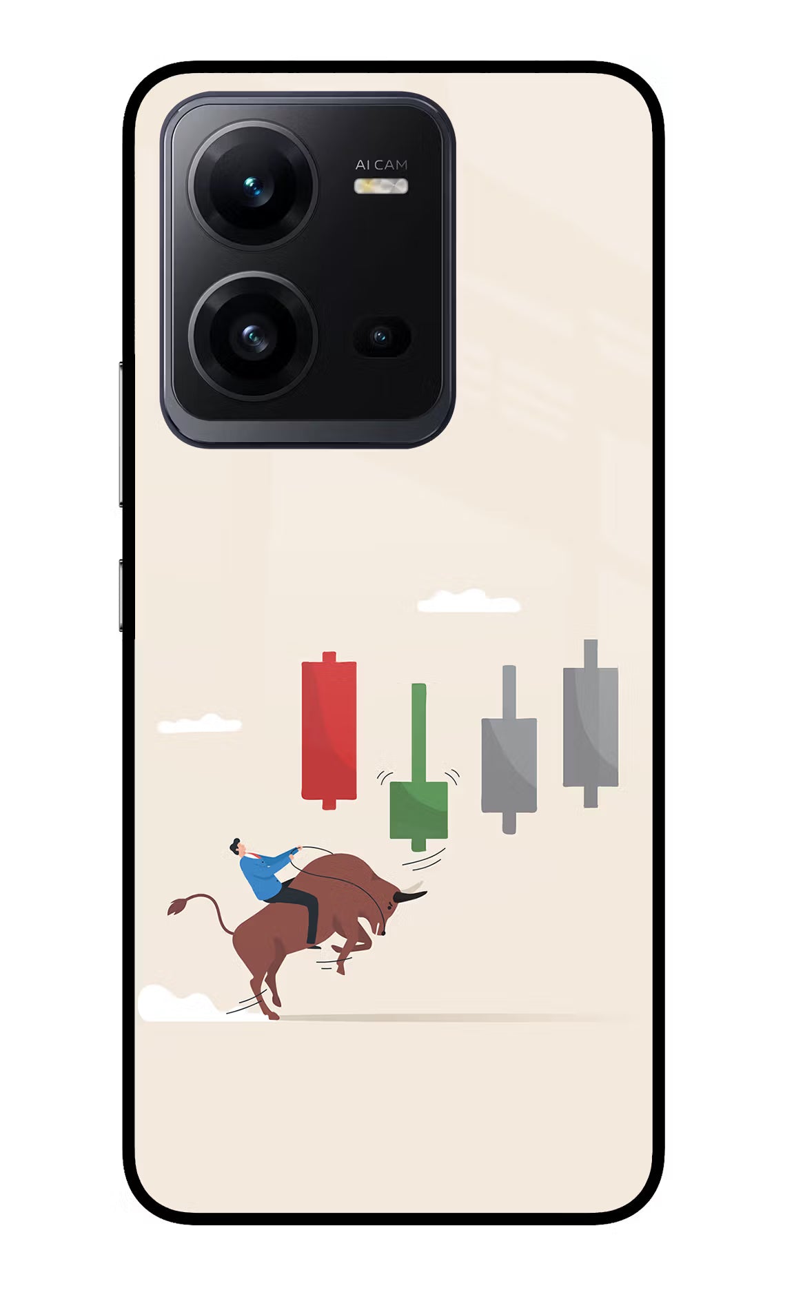 Bull Trading Momentum Vivo V25 5G Glass Case Back Cover by Casekaro