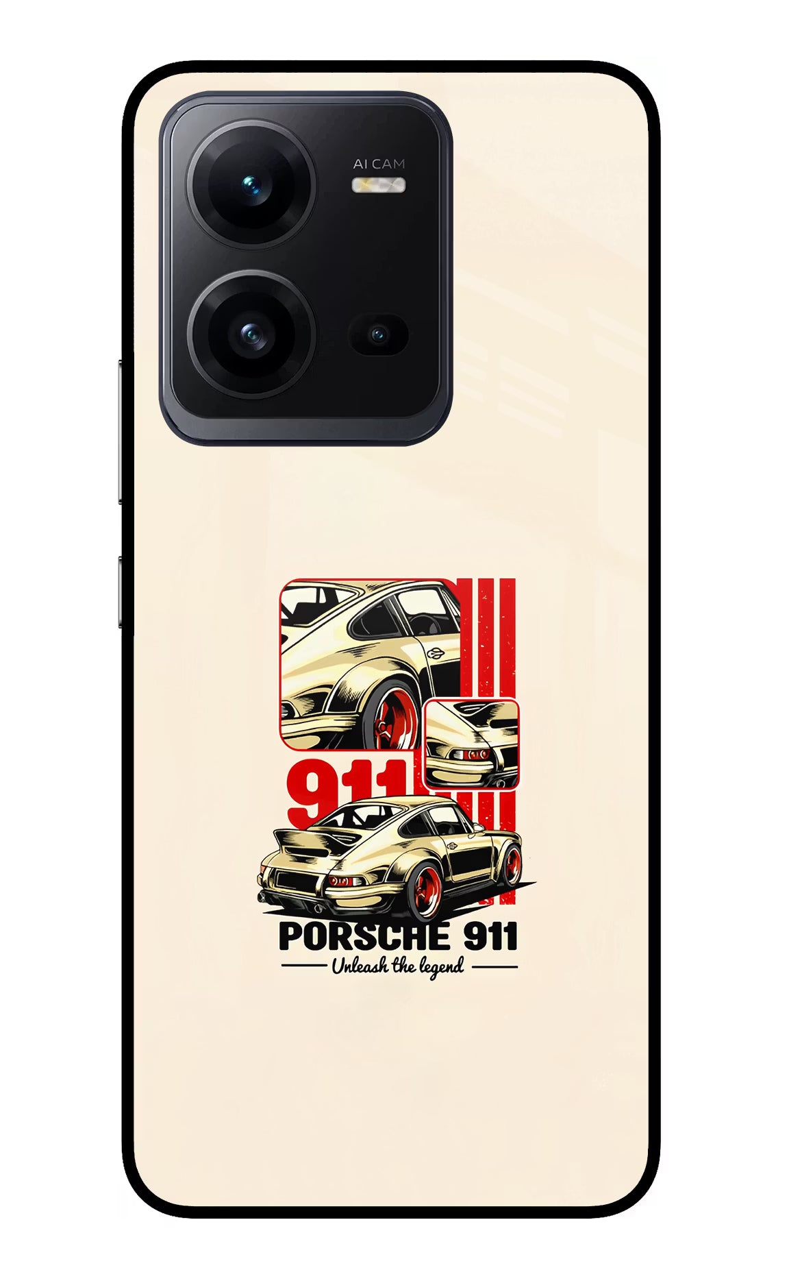 Classic Porsche 911 Vivo V25 5G Glass Case Back Cover by Casekaro