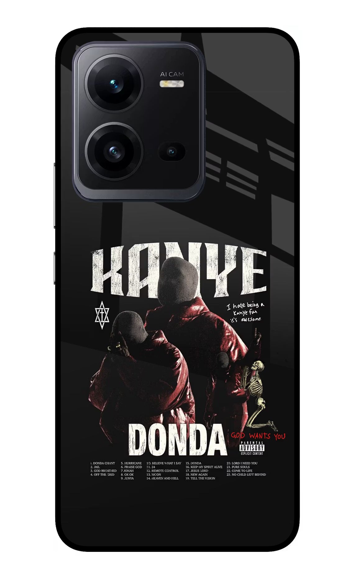 Donda Kanye West Vivo V25 5G Glass Case Back Cover by Casekaro