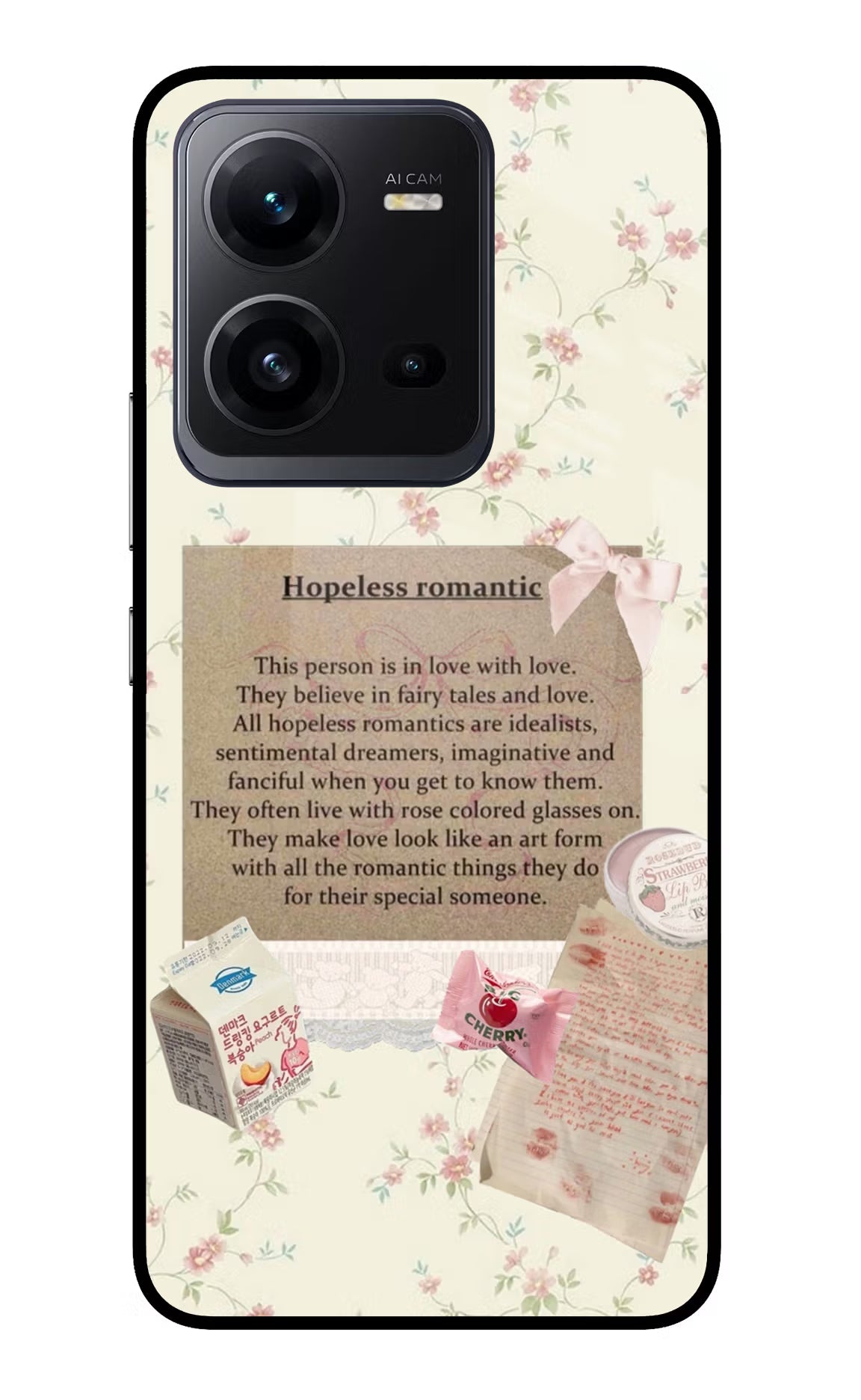 Hopeless Romantic Vivo V25 5G Glass Case Back Cover by Casekaro
