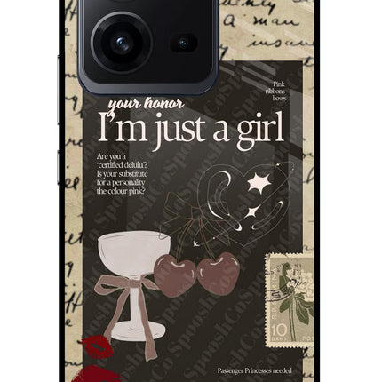 I am just a girl Vivo V25 5G Glass Case