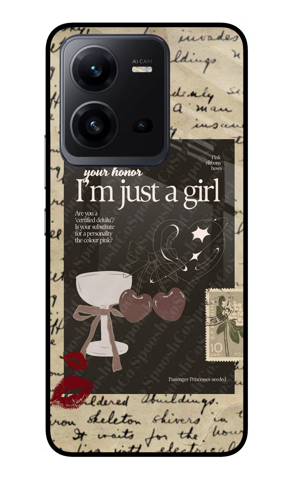 I am just a girl Vivo V25 5G Glass Case Back Cover by Casekaro
