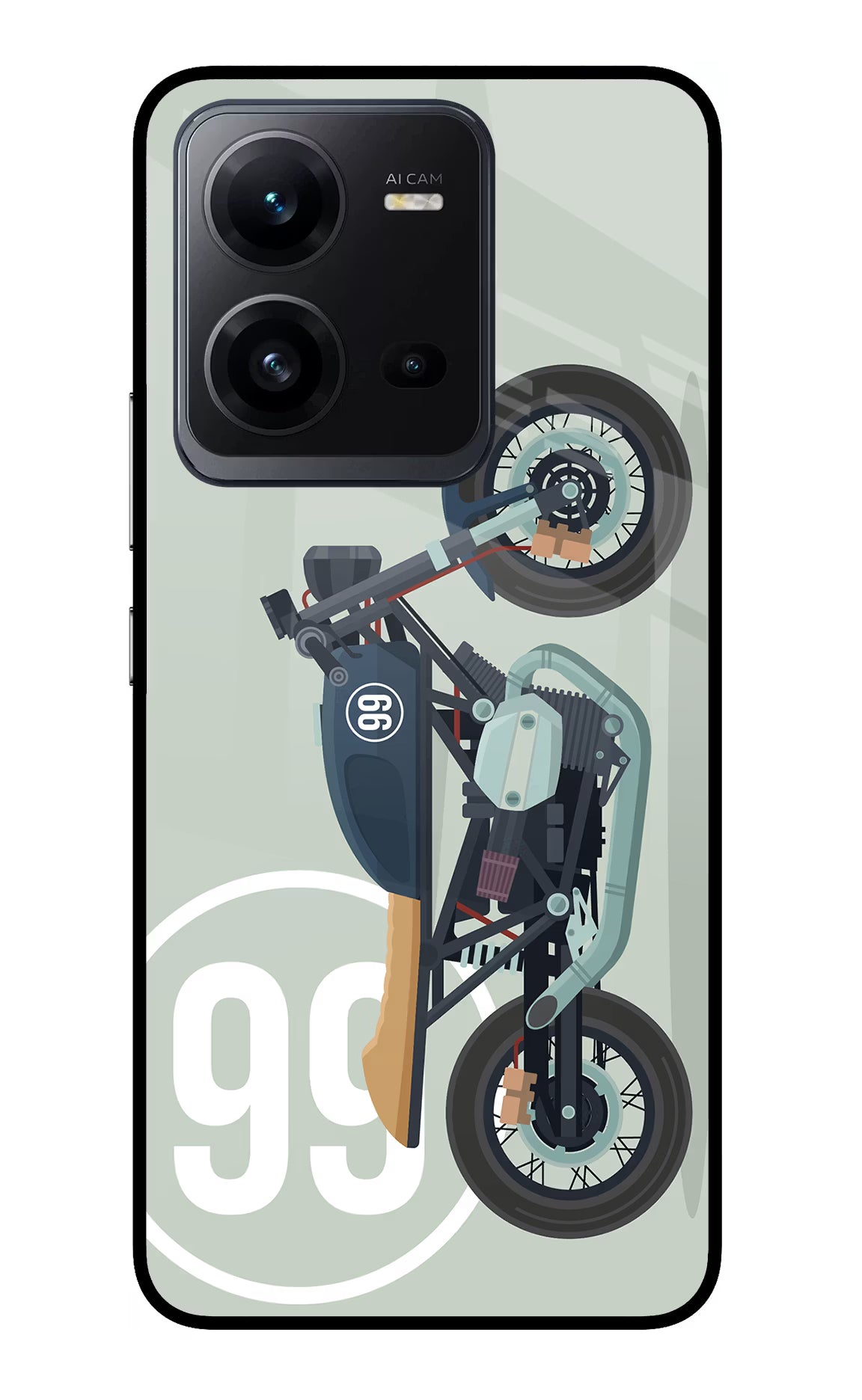 Classic Cafe Racer 99 Vivo V25 5G Glass Case Back Cover by Casekaro