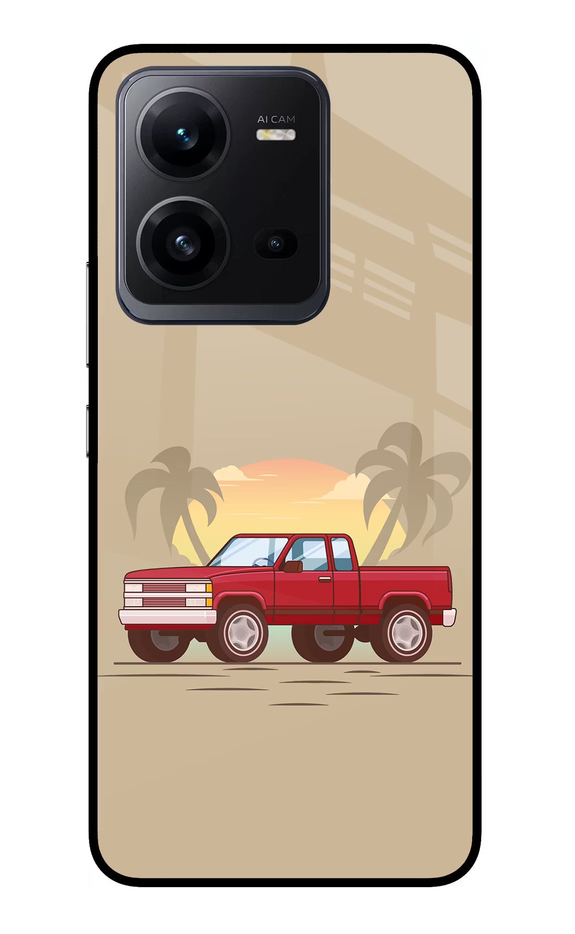 Desert Classic Drive Vivo V25 5G Glass Case Back Cover by Casekaro