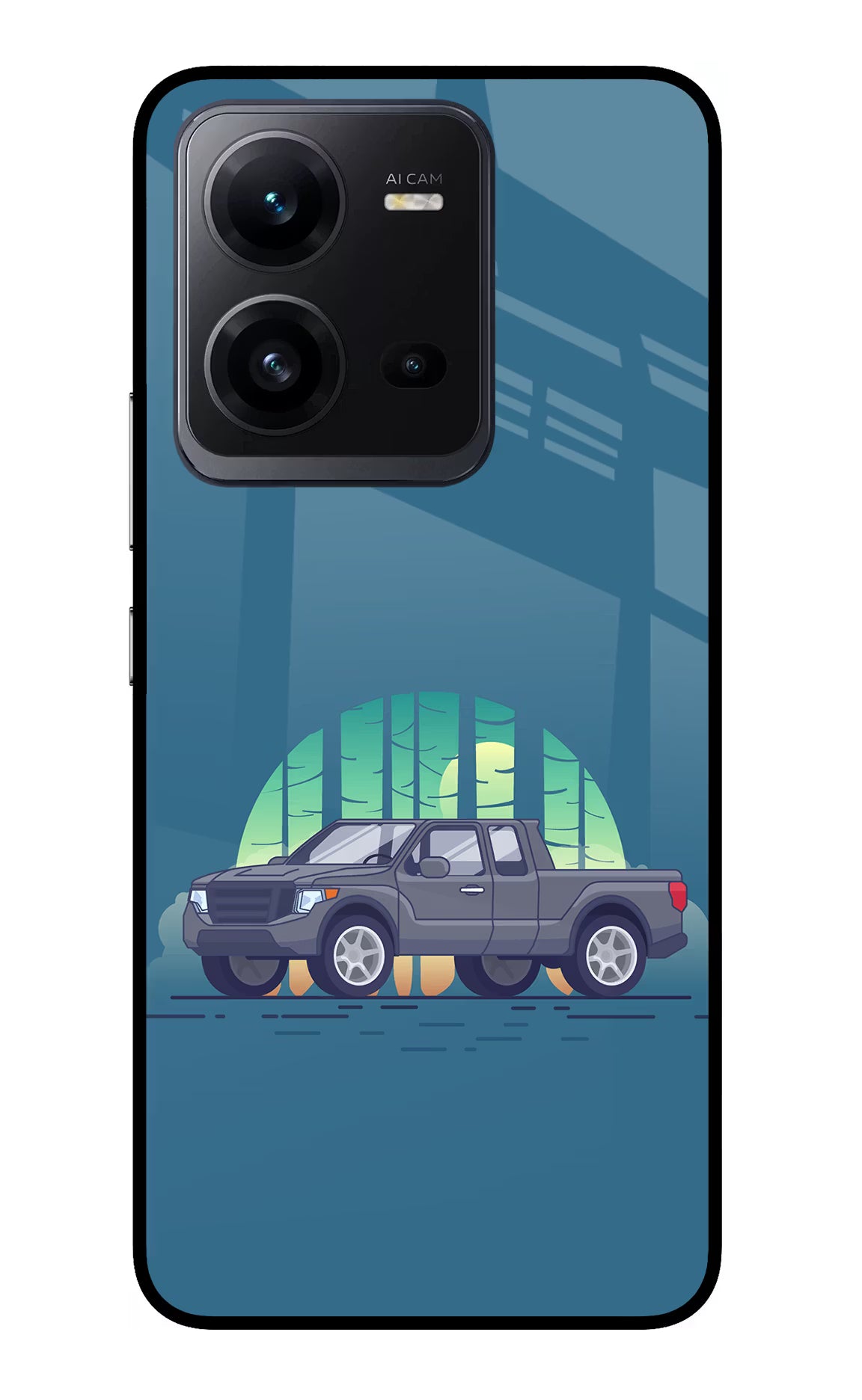 Retro Garage Vibe Vivo V25 5G Glass Case Back Cover by Casekaro