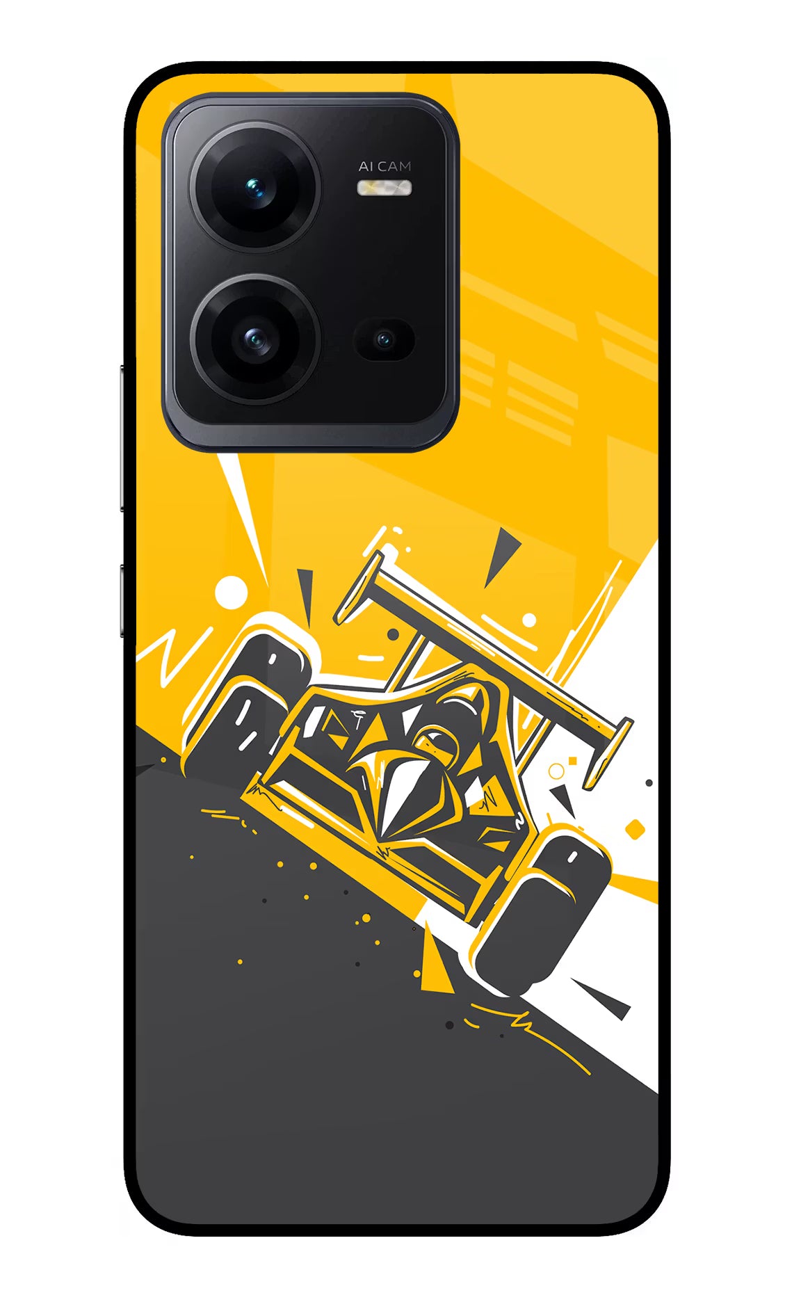 Track King Vivo V25 5G Glass Case Back Cover by Casekaro