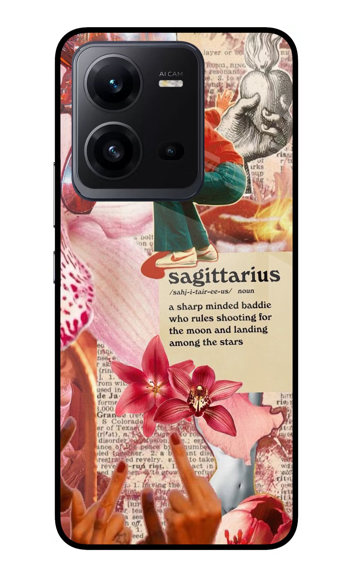 Sagittarius Zodiac Vivo V25 5G Glass Case Back Cover by Casekaro