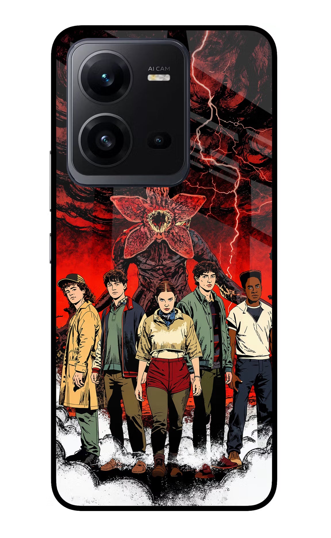 Ordinary Things Characters Vivo V25 5G Glass Case Back Cover by Casekaro