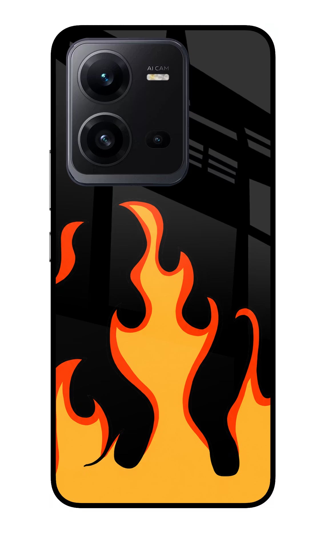 Fired Up – Black Vivo V25 5G Glass Case