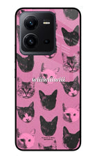 Pink Cats Vivo V25 5G Glass Case