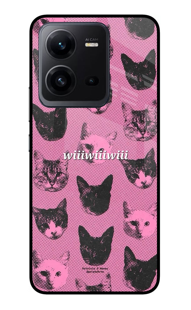 Pink Cats Vivo V25 5G Glass Case