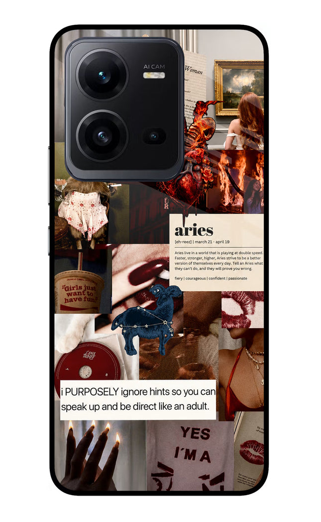 Zodiac Aries Vivo V25 5G Glass Case