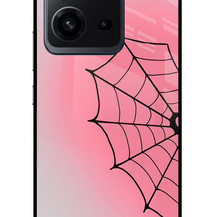 Pink Web Vivo V25 5G Glass Case