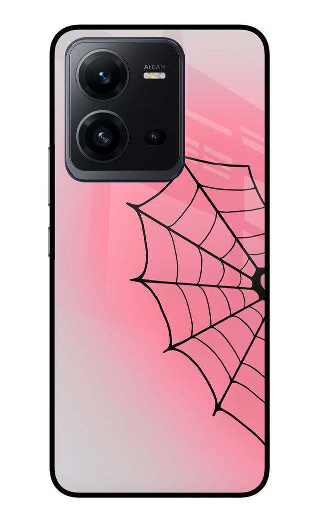 Pink Web Vivo V25 5G Glass Case