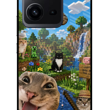 Minecraft Cat Chaos Vivo V25 5G Glass Case