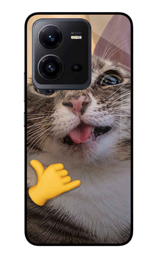 Silly Cat Call Vivo V25 5G Glass Case
