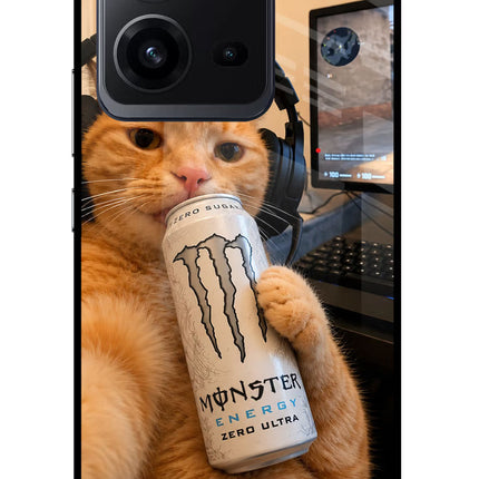 Gamer Cat Energy Vivo V25 5G Glass Case