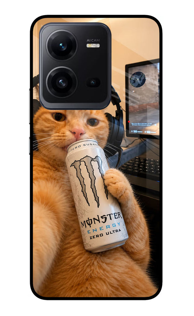 Gamer Cat Energy Vivo V25 5G Glass Case
