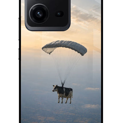 Skydiving Cow Vivo V25 5G Glass Case