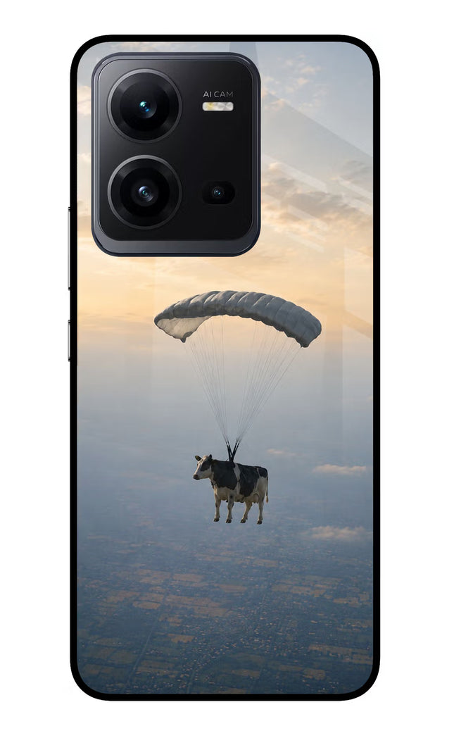 Skydiving Cow Vivo V25 5G Glass Case