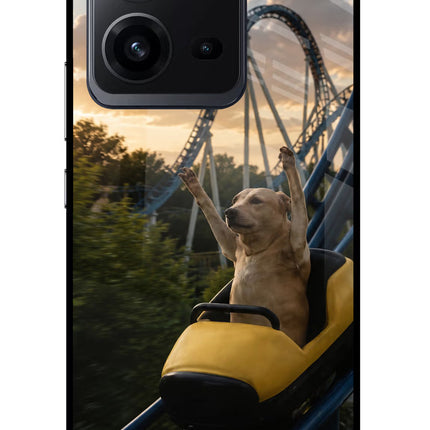 Rollercoaster Dog Vivo V25 5G Glass Case