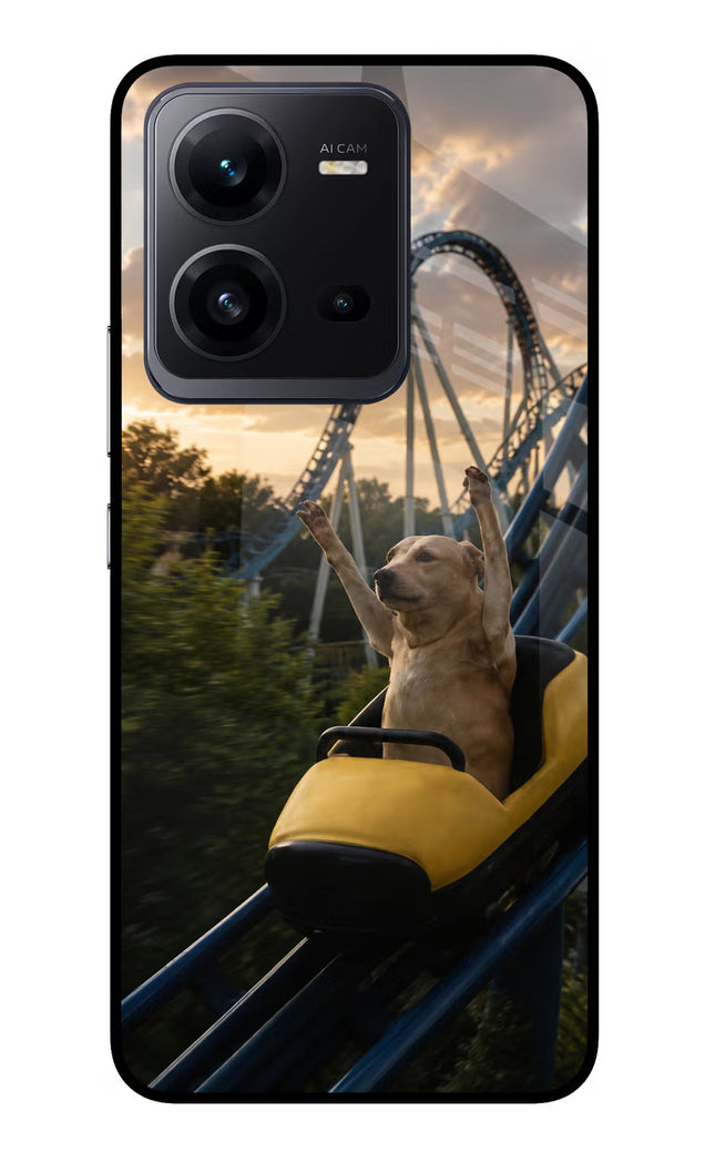 Rollercoaster Dog Vivo V25 5G Glass Case