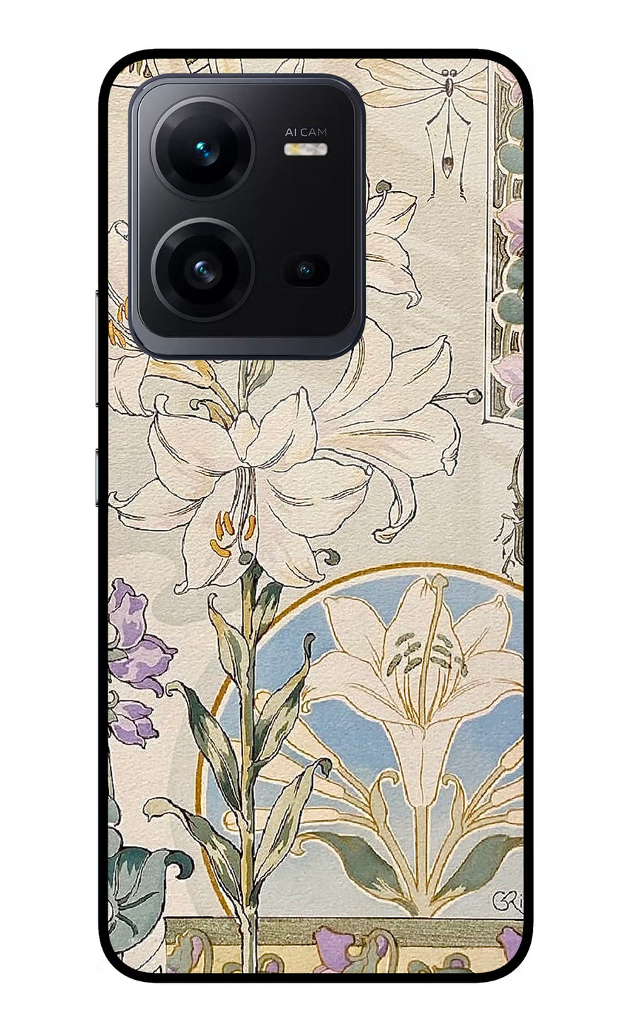 White Lily Vivo V25 5G Back Cover, Glass case