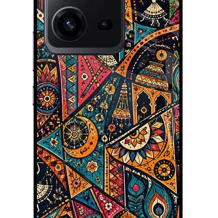 Folk Print Vivo V25 5G Glass Case