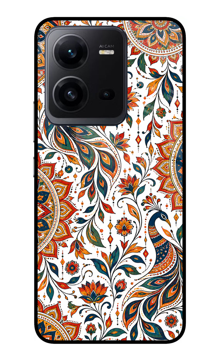 White Mayura Vivo V25 5G Back Cover, Glass case