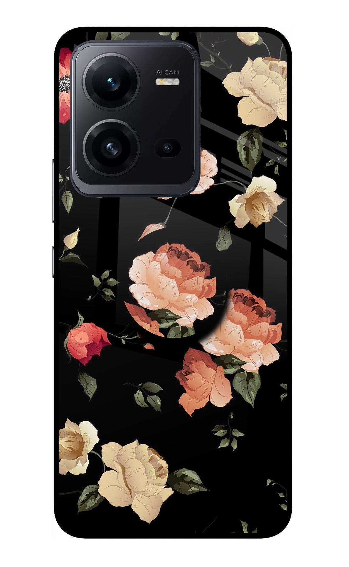 Flowers Vivo V25 5G Glass Case