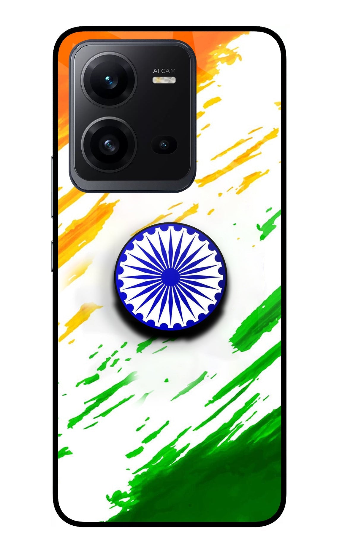 Indian Flag Ashoka Chakra Vivo V25 5G Glass Case