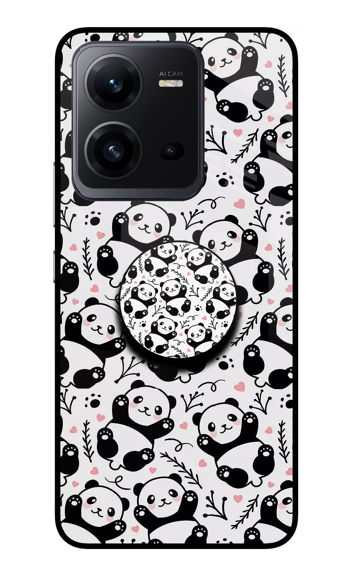 Cute Panda Vivo V25 5G Glass Case
