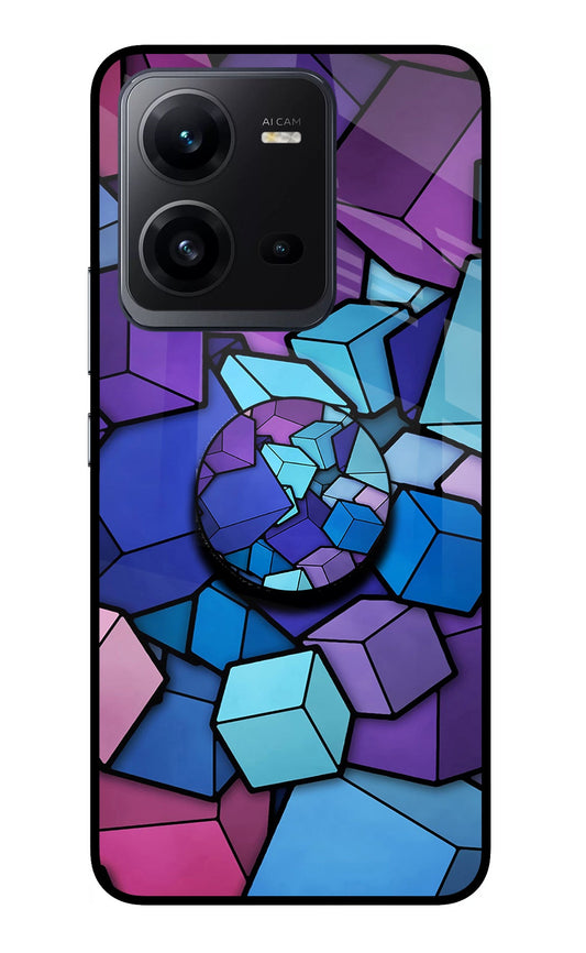 Cubic Abstract Vivo V25 5G Glass Case