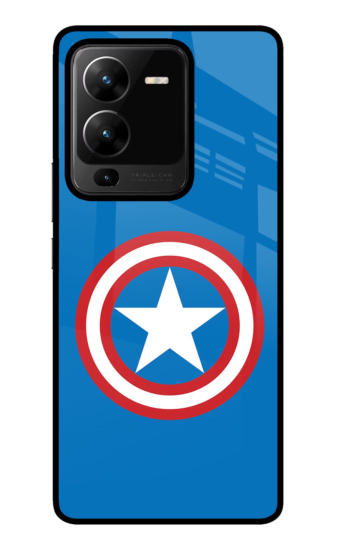 Captain America Logo Vivo V25 Pro 5G Glass Case Back Cover by Casekaro